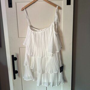 Lulus Blowing Kisses White Pleated One-Shoulder Mini Dress - XL, NWT